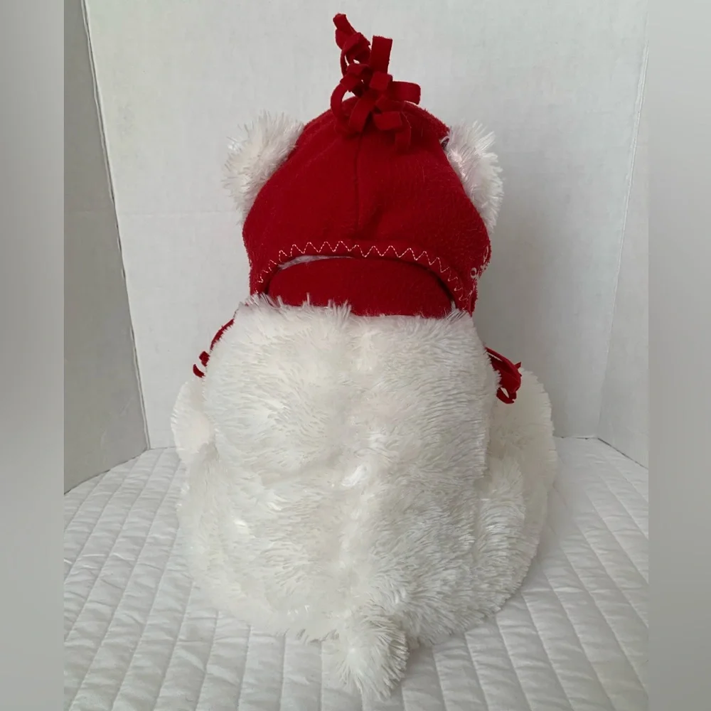 Belkie Bear Stuffed Animal 2009 Polar Furry Scarf Hat White Red Plush